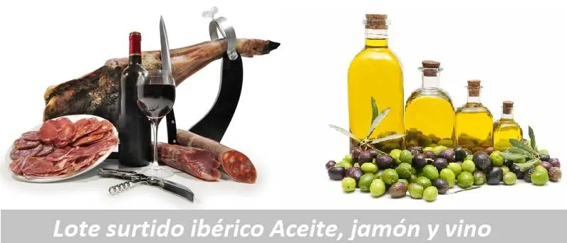lote iberico aceite jamon y vino